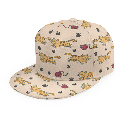 Cat And Yarn Ball Pattern Print Snapback Cap