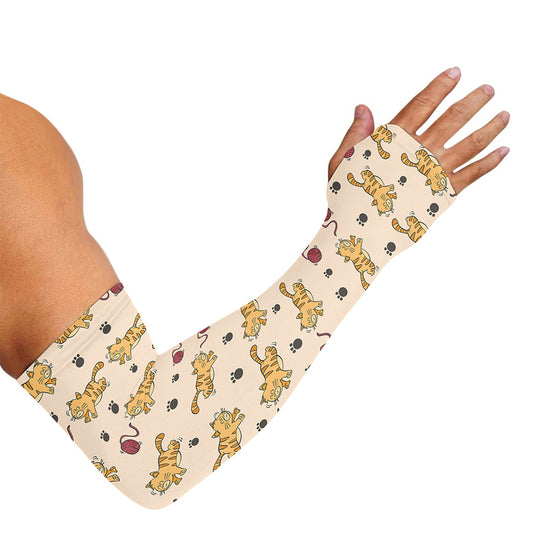 Cat And Yarn Ball Pattern Print Sun Protection Arm Sleeves