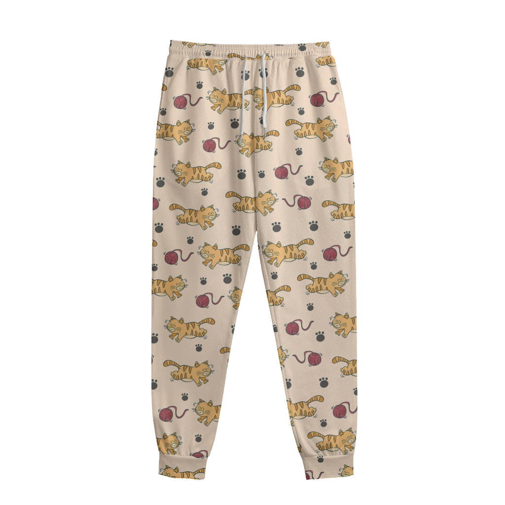 Cat And Yarn Ball Pattern Print Sweatpants