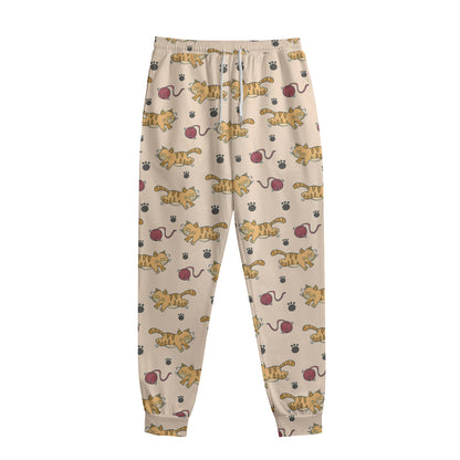 Cat And Yarn Ball Pattern Print Sweatpants
