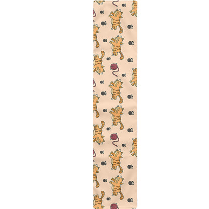 Cat And Yarn Ball Pattern Print Table Runner