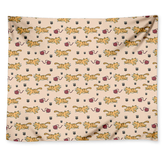 Cat And Yarn Ball Pattern Print Tapestry