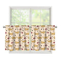 Cat And Yarn Ball Pattern Print Tier Curtains