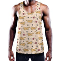 Cat And Yarn Ball Pattern Print Men's Workout Tank Top