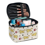 Cat And Yarn Ball Pattern Print Travel Makeup Bag