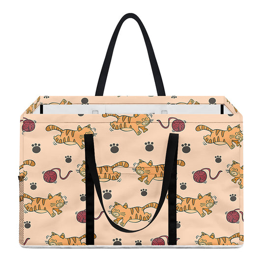 Cat And Yarn Ball Pattern Print Utility Tote Bag