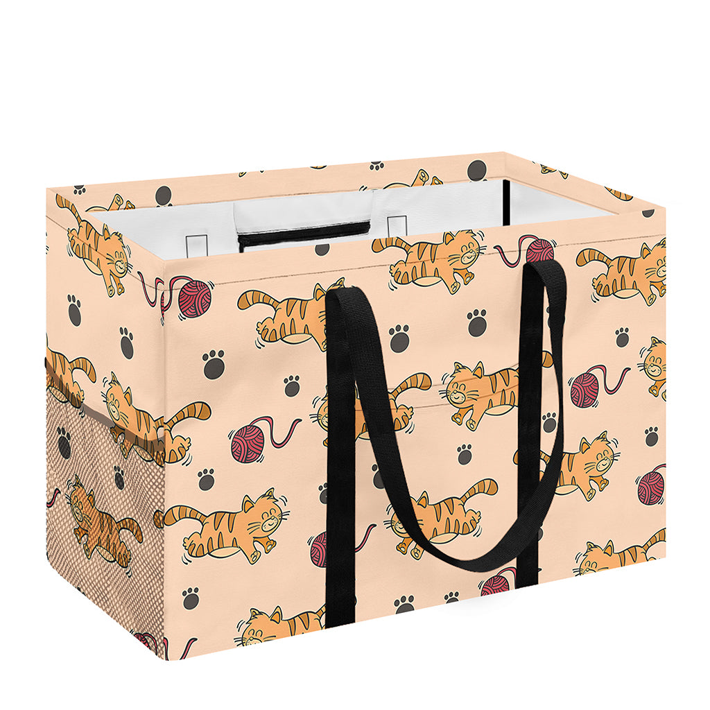 Cat And Yarn Ball Pattern Print Utility Tote Bag