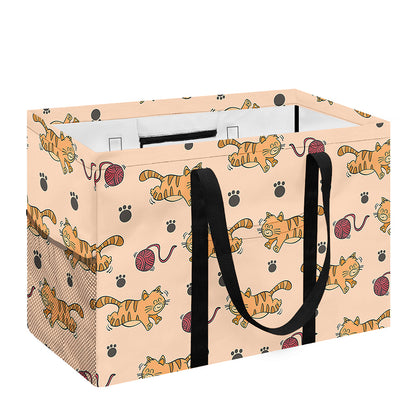 Cat And Yarn Ball Pattern Print Utility Tote Bag
