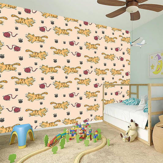 Cat And Yarn Ball Pattern Print Wall Sticker