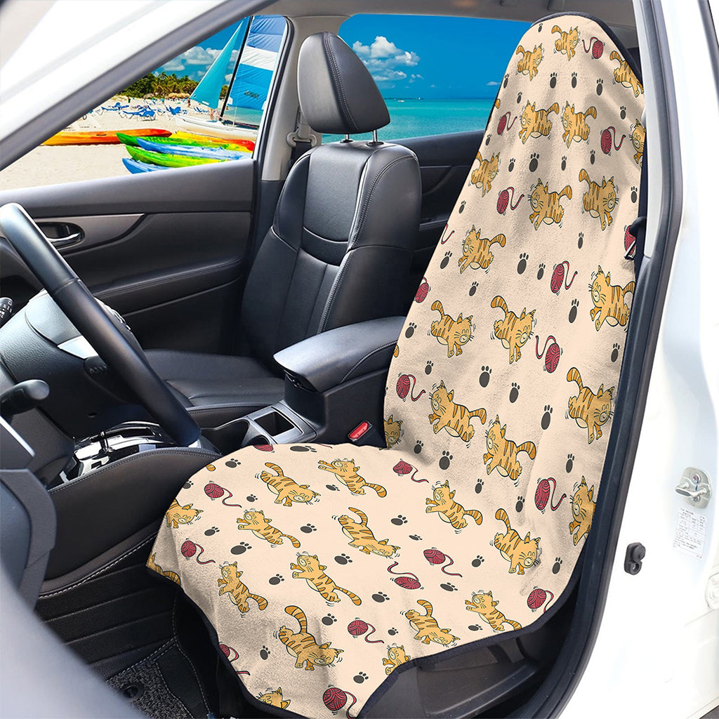 Cat And Yarn Ball Pattern Print Waterproof Car Seat Cover
