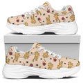 Cat And Yarn Ball Pattern Print White Chunky Shoes