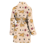 Cat And Yarn Ball Pattern Print Women's Bathrobe