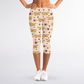 Cat And Yarn Ball Pattern Print Women's Capri Leggings