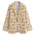 Cat And Yarn Ball Pattern Print Women's Cotton Blazer