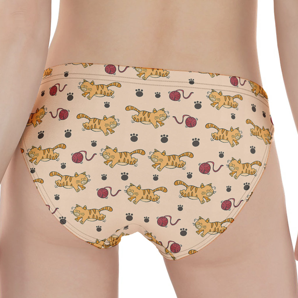 Cat And Yarn Ball Pattern Print Women's Panties