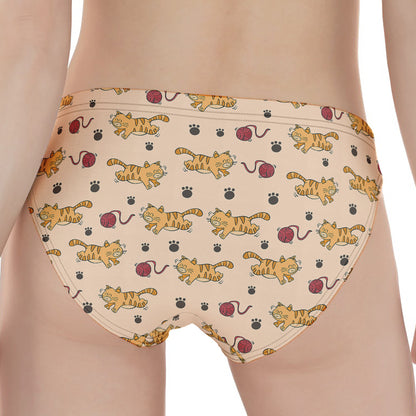 Cat And Yarn Ball Pattern Print Women's Panties