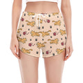 Cat And Yarn Ball Pattern Print Women's Split Running Shorts