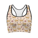 Cat And Yarn Ball Pattern Print Women's Sports Bra