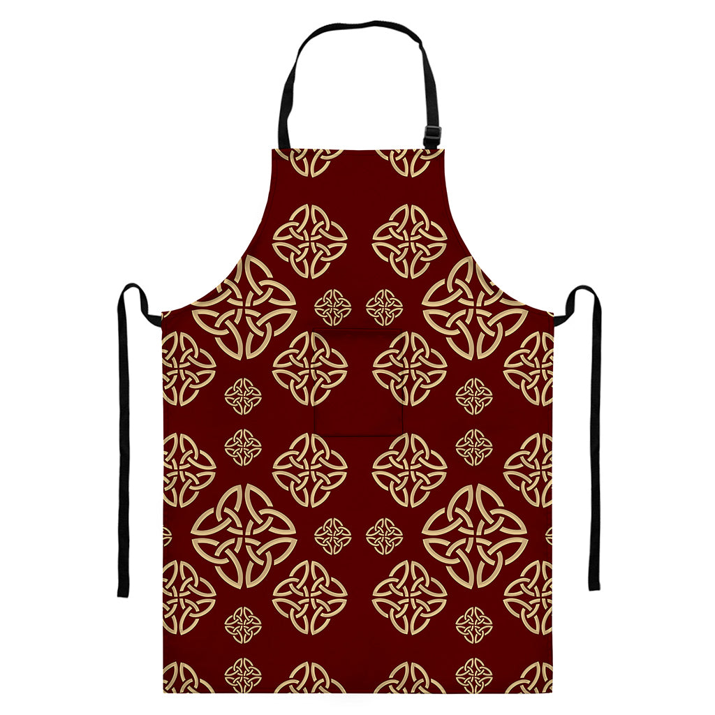 Celtic Knot Symbol Pattern Print Bib Apron With Pocket