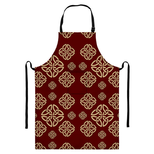 Celtic Knot Symbol Pattern Print Bib Apron With Pocket