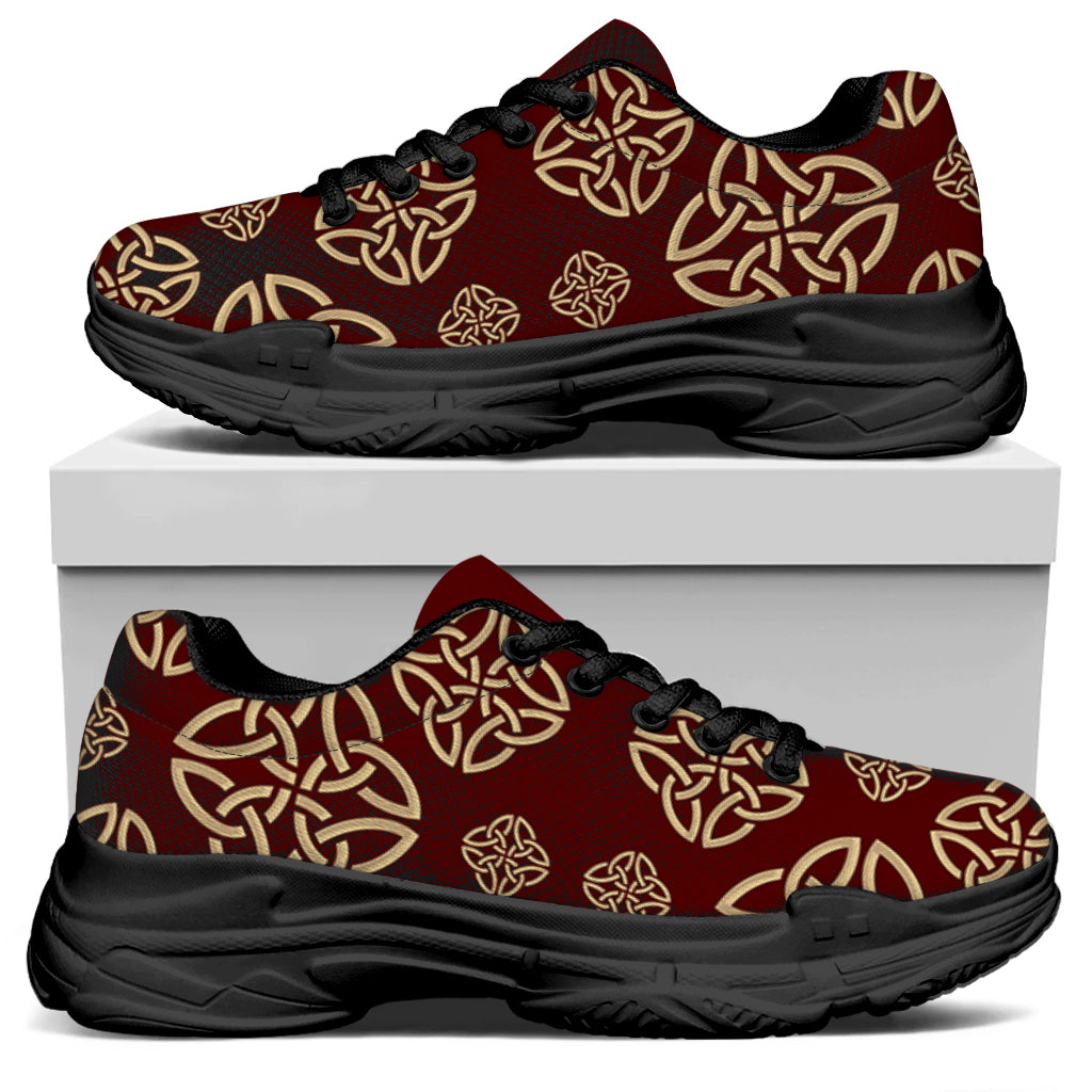 Celtic Knot Symbol Pattern Print Black Chunky Shoes