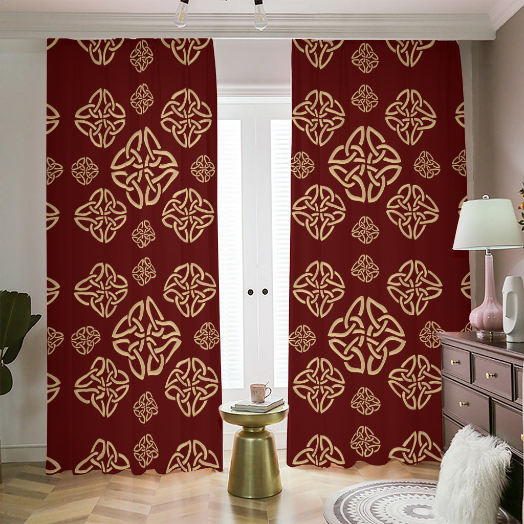 Celtic Knot Symbol Pattern Print Blackout Pencil Pleat Curtains