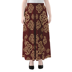 Celtic Knot Symbol Pattern Print Chiffon Maxi Skirt