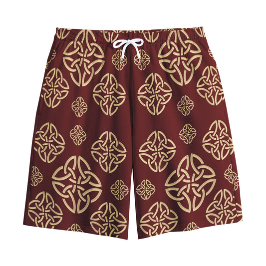 Celtic Knot Symbol Pattern Print Cotton Shorts