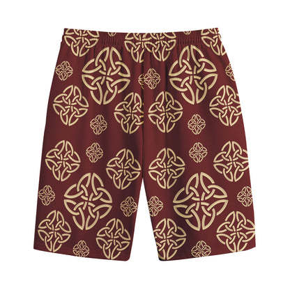 Celtic Knot Symbol Pattern Print Cotton Shorts