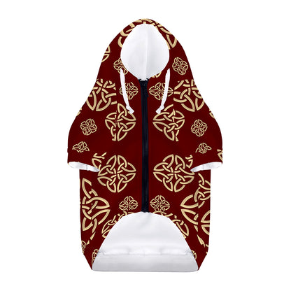 Celtic Knot Symbol Pattern Print Dog Zip Up Hoodie
