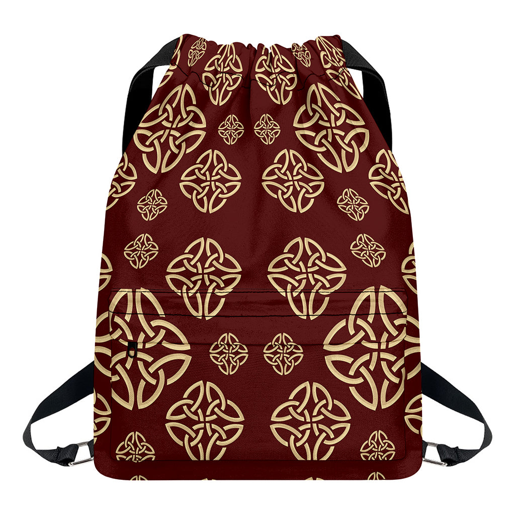 Celtic Knot Symbol Pattern Print Drawstring Backpack