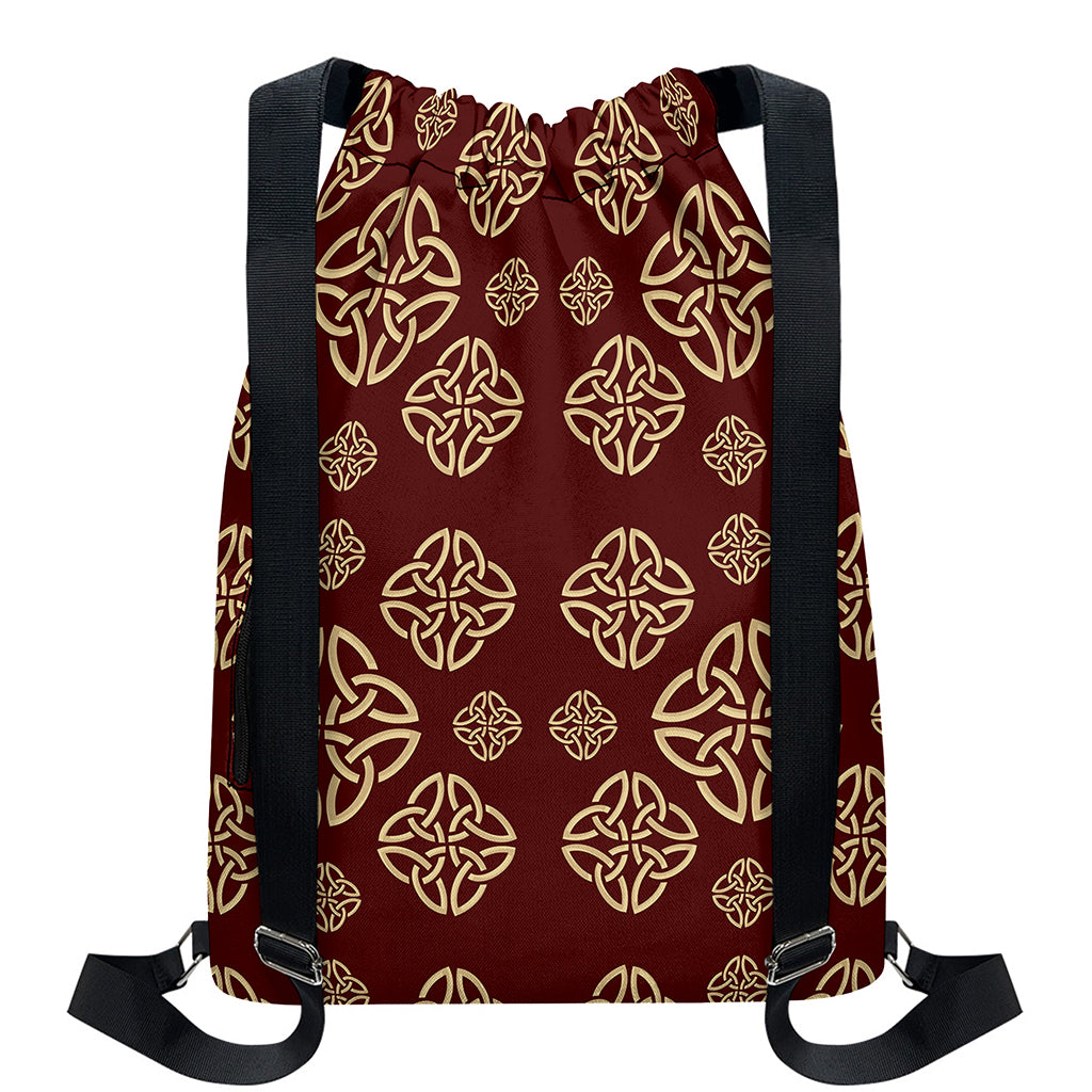 Celtic Knot Symbol Pattern Print Drawstring Backpack