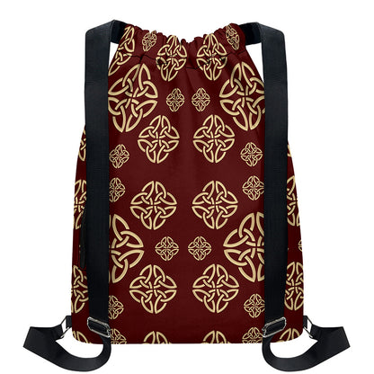 Celtic Knot Symbol Pattern Print Drawstring Backpack