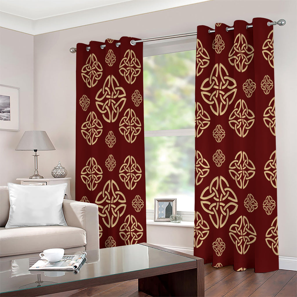 Celtic Knot Symbol Pattern Print Extra Wide Grommet Curtains