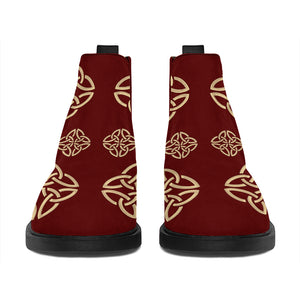 Celtic Knot Symbol Pattern Print Flat Ankle Boots