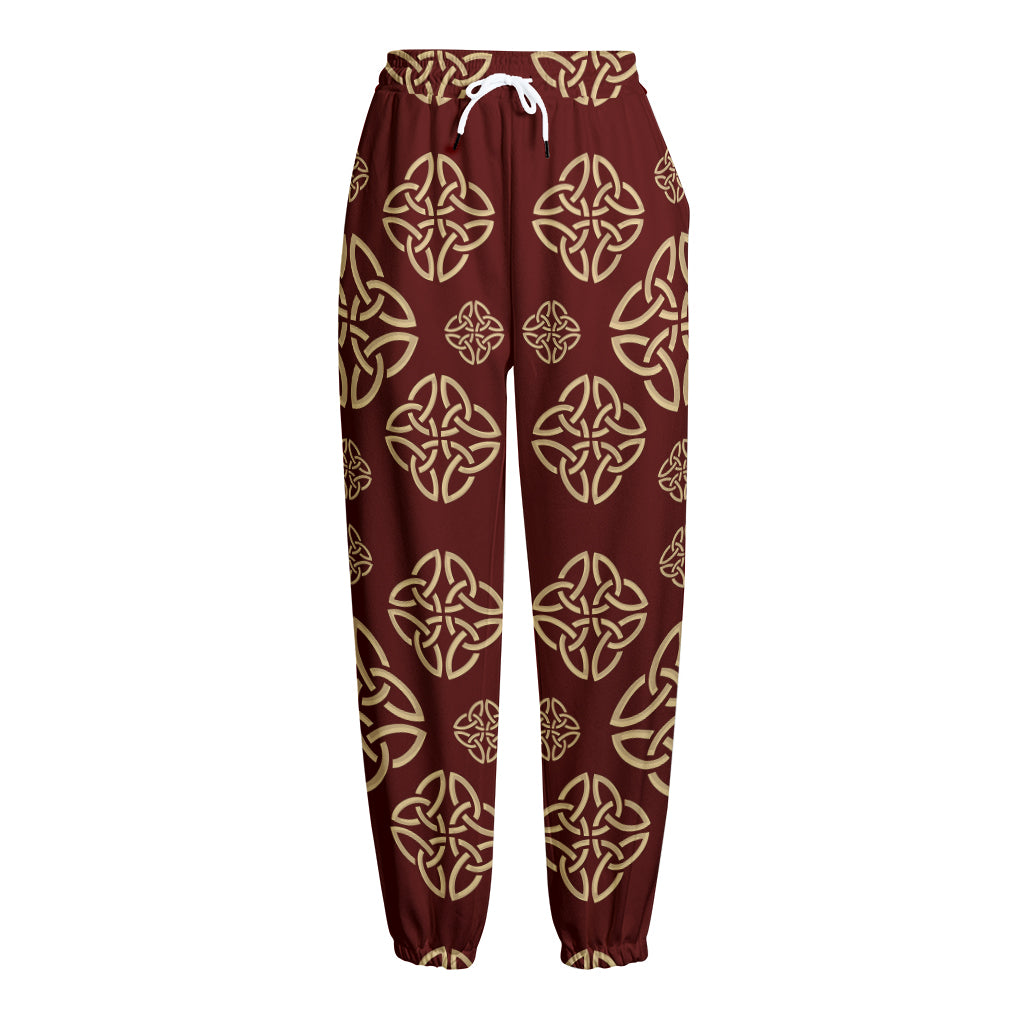 Celtic Knot Symbol Pattern Print Fleece Lined Knit Pants