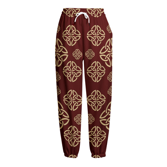 Celtic Knot Symbol Pattern Print Fleece Lined Knit Pants