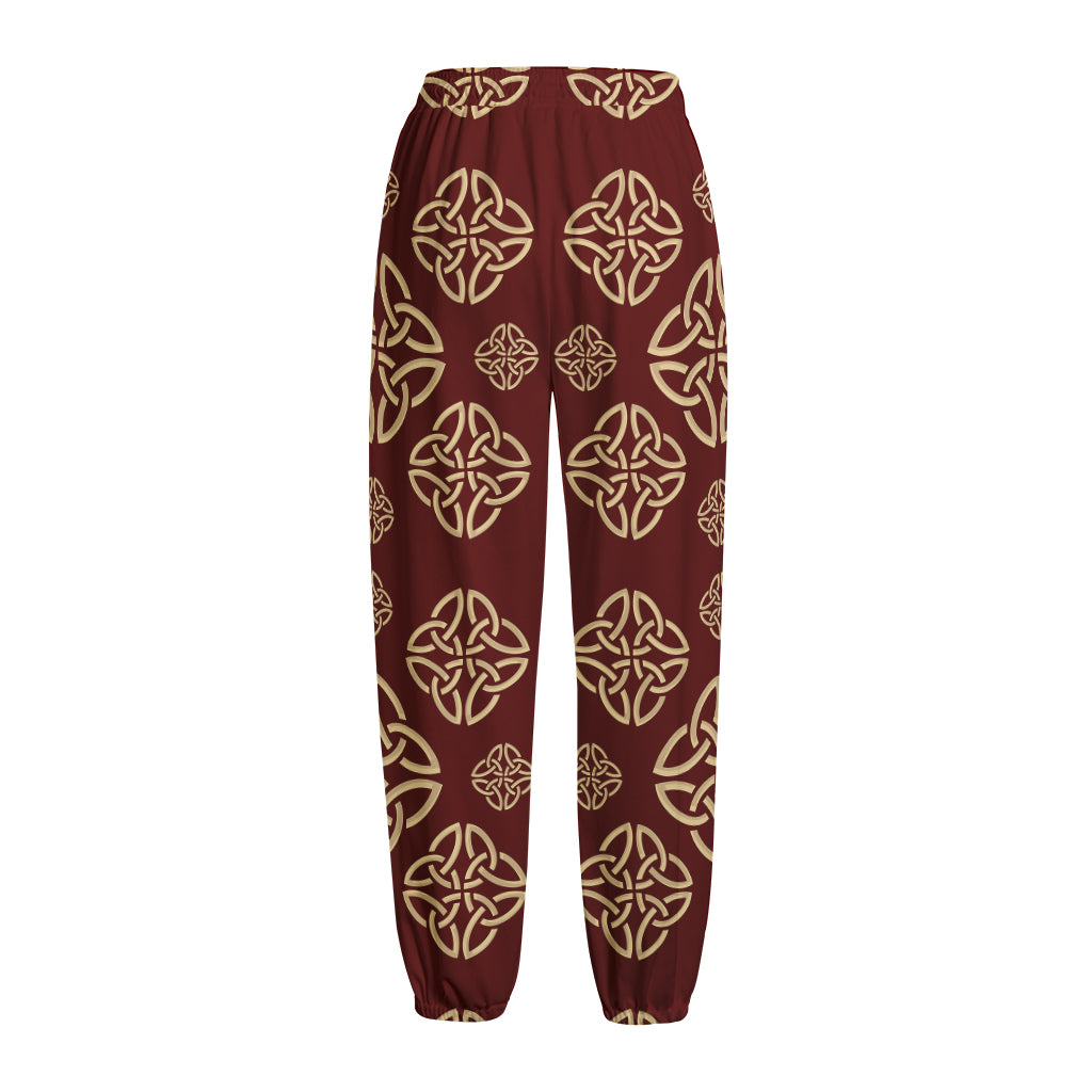 Celtic Knot Symbol Pattern Print Fleece Lined Knit Pants