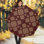 Celtic Knot Symbol Pattern Print Foldable Umbrella