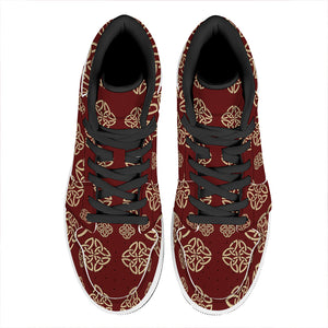 Celtic Knot Symbol Pattern Print High Top Leather Sneakers