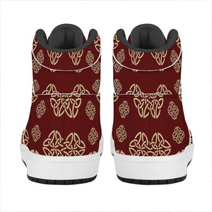 Celtic Knot Symbol Pattern Print High Top Leather Sneakers