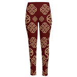 Celtic Knot Symbol Pattern Print High-Waisted Pocket Leggings