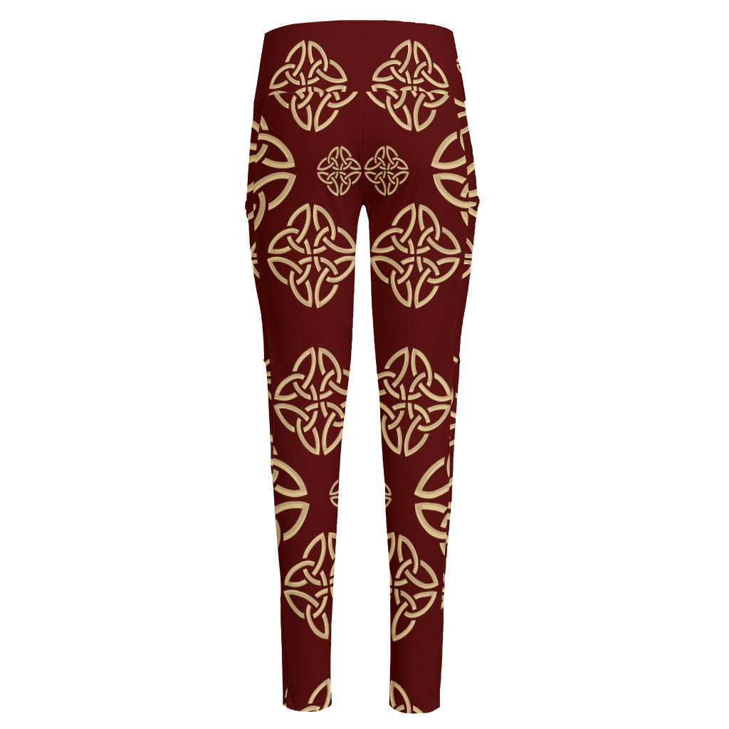 Celtic Knot Symbol Pattern Print High-Waisted Pocket Leggings