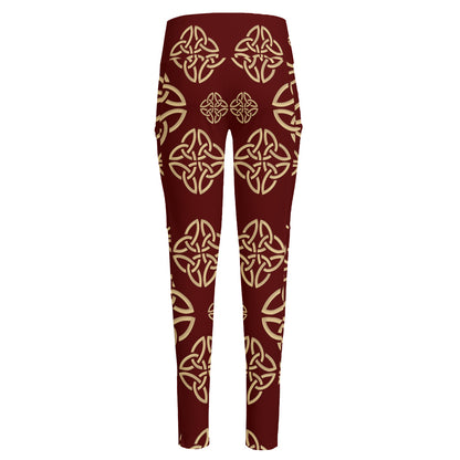 Celtic Knot Symbol Pattern Print High-Waisted Pocket Leggings