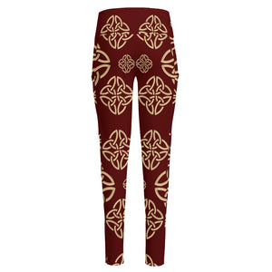 Celtic Knot Symbol Pattern Print High-Waisted Pocket Leggings