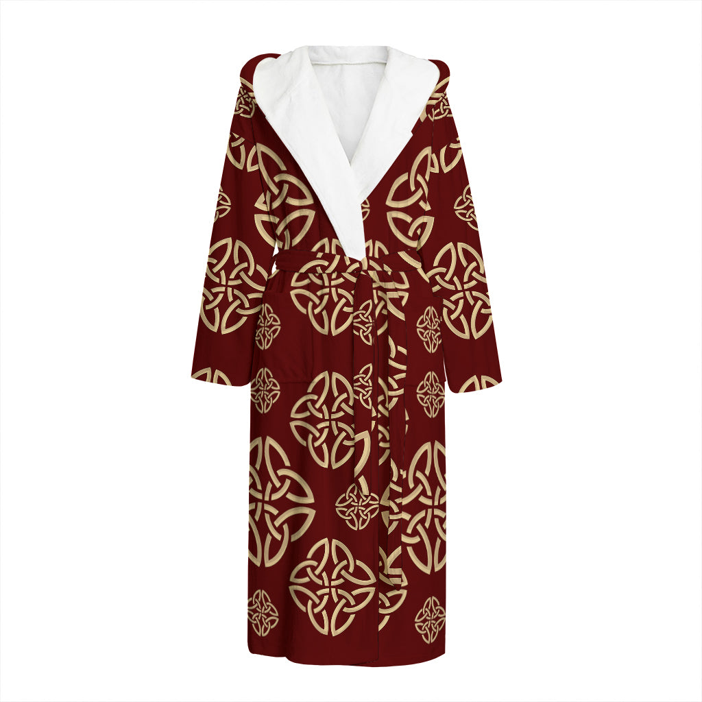 Celtic Knot Symbol Pattern Print Hooded Bathrobe