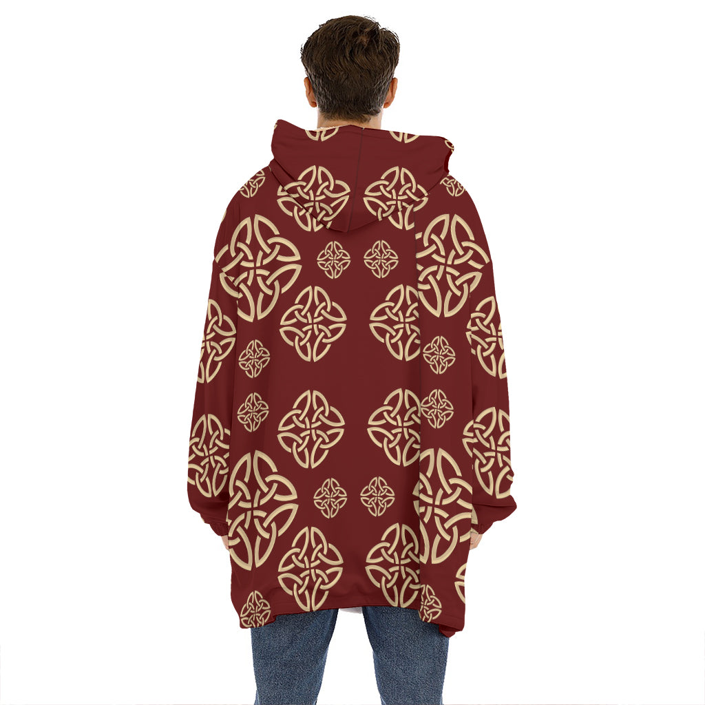 Celtic Knot Symbol Pattern Print Hoodie Blanket