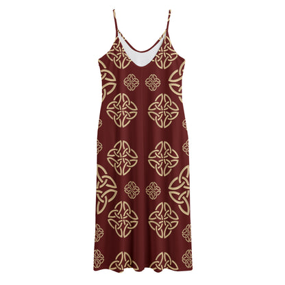 Celtic Knot Symbol Pattern Print Jersey Midi Cami Dress