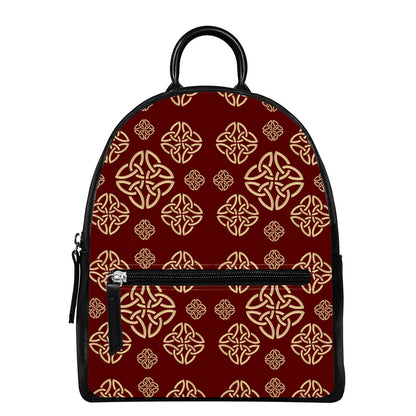 Celtic Knot Symbol Pattern Print Leather Backpack