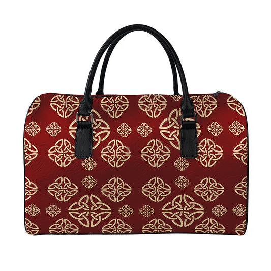 Celtic Knot Symbol Pattern Print Leather Duffle Bag